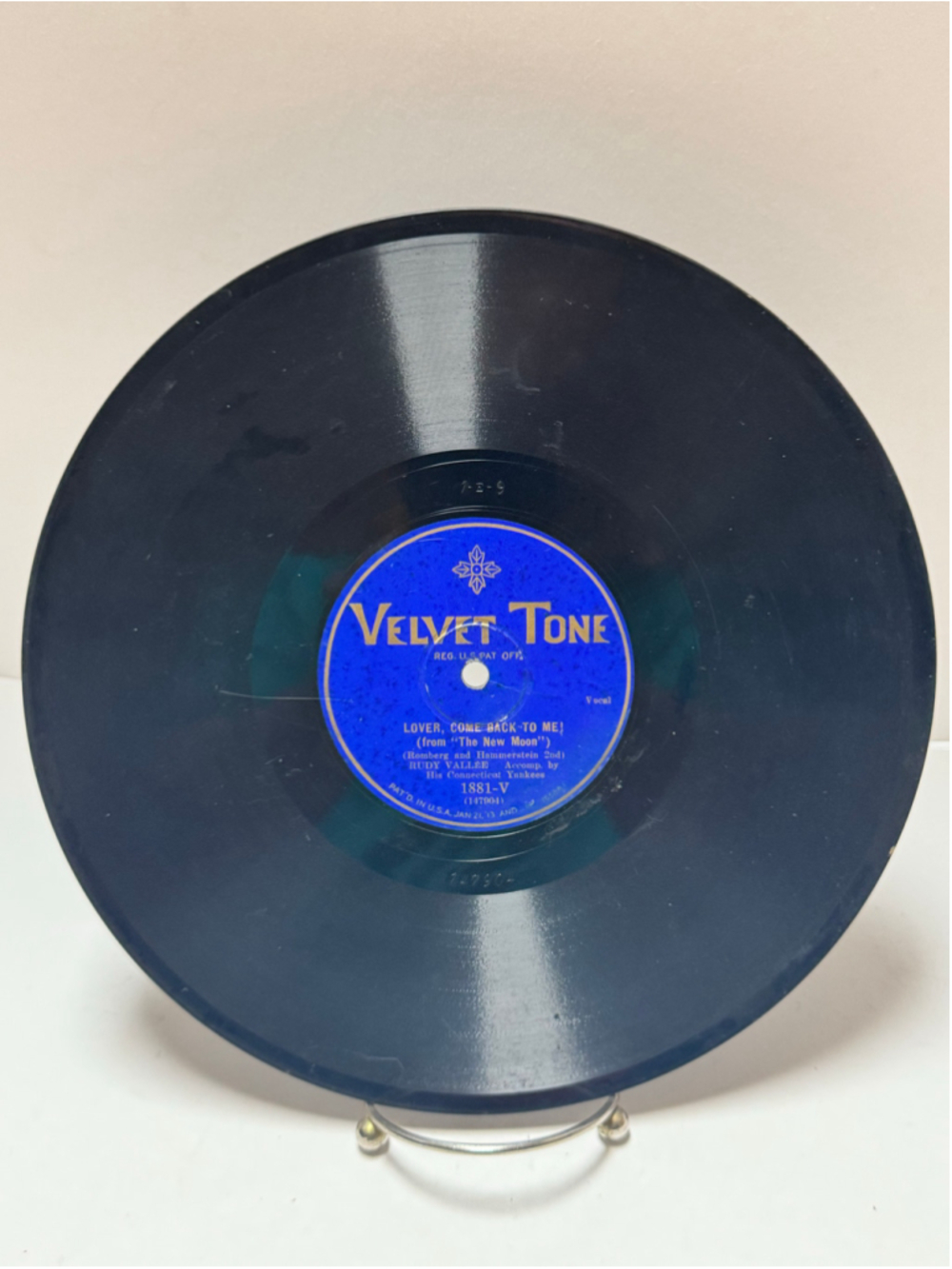 Velvet Tone Vintage Shellac Record 1881-V Jack Miller Lover, Come Back To Me